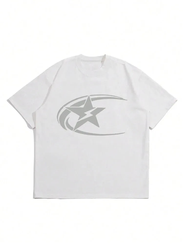 Men's black pure cotton short sleeve t-shirt with Japanese retro style print.