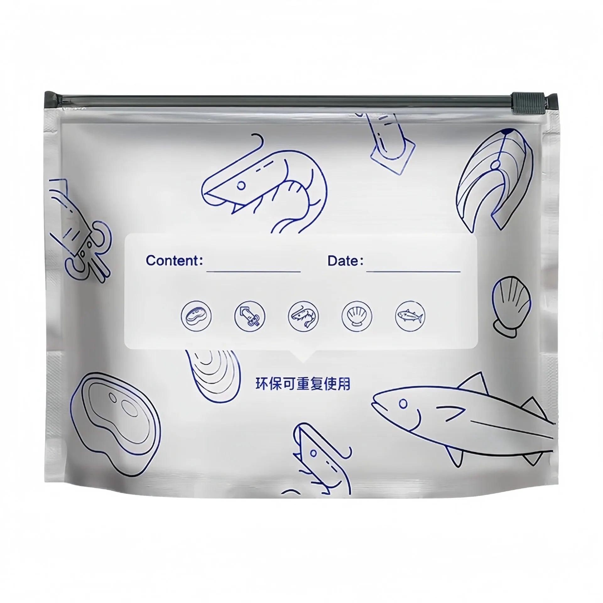 Pack of 10 aluminum foil fresh-keeping bags in three sizes for food storage.