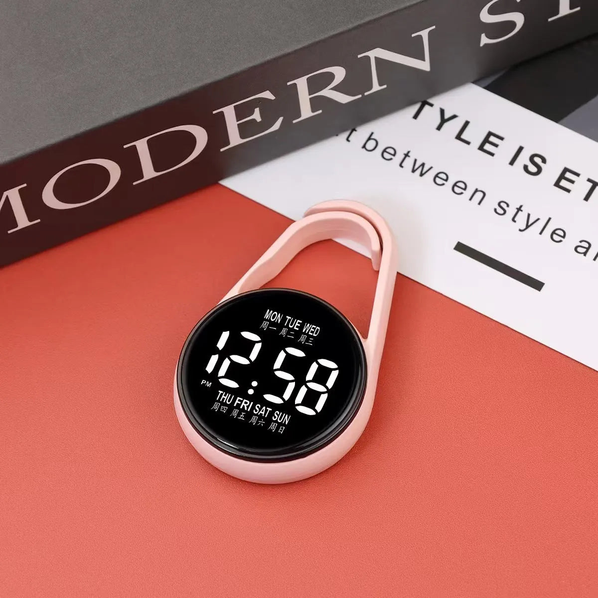 Fashion LED electronic watch showing luminous digital time display on a plastic strap, available in multiple colours.