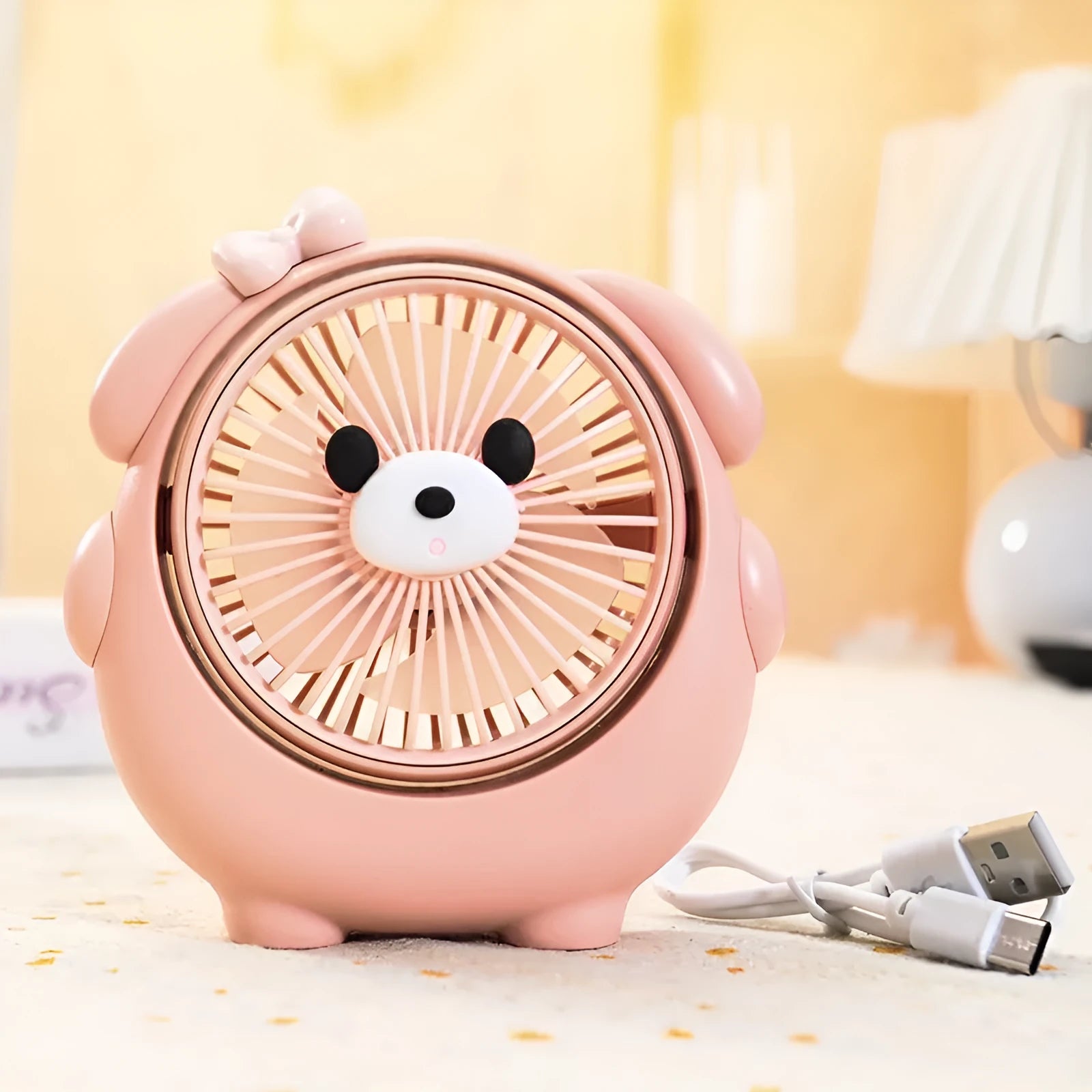 USB desk fan in dog design with three speed settings and quiet 36-45dB motor