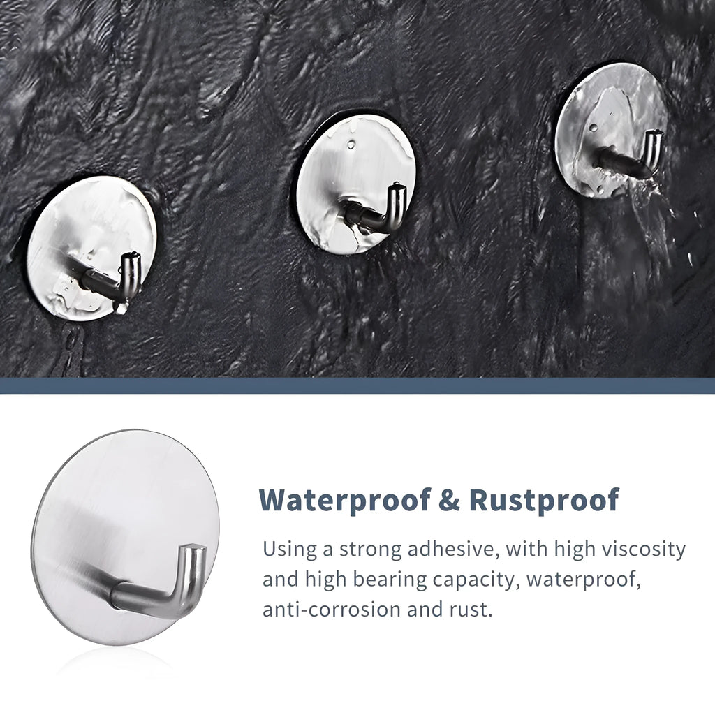 Self-adhesive stainless steel wall hook in black and polished finishes