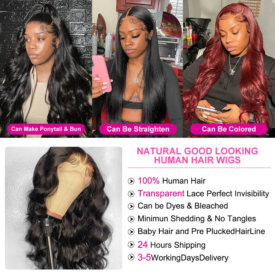 Black synthetic long curly wig with front lace and side swept bangs on a mannequin head.
