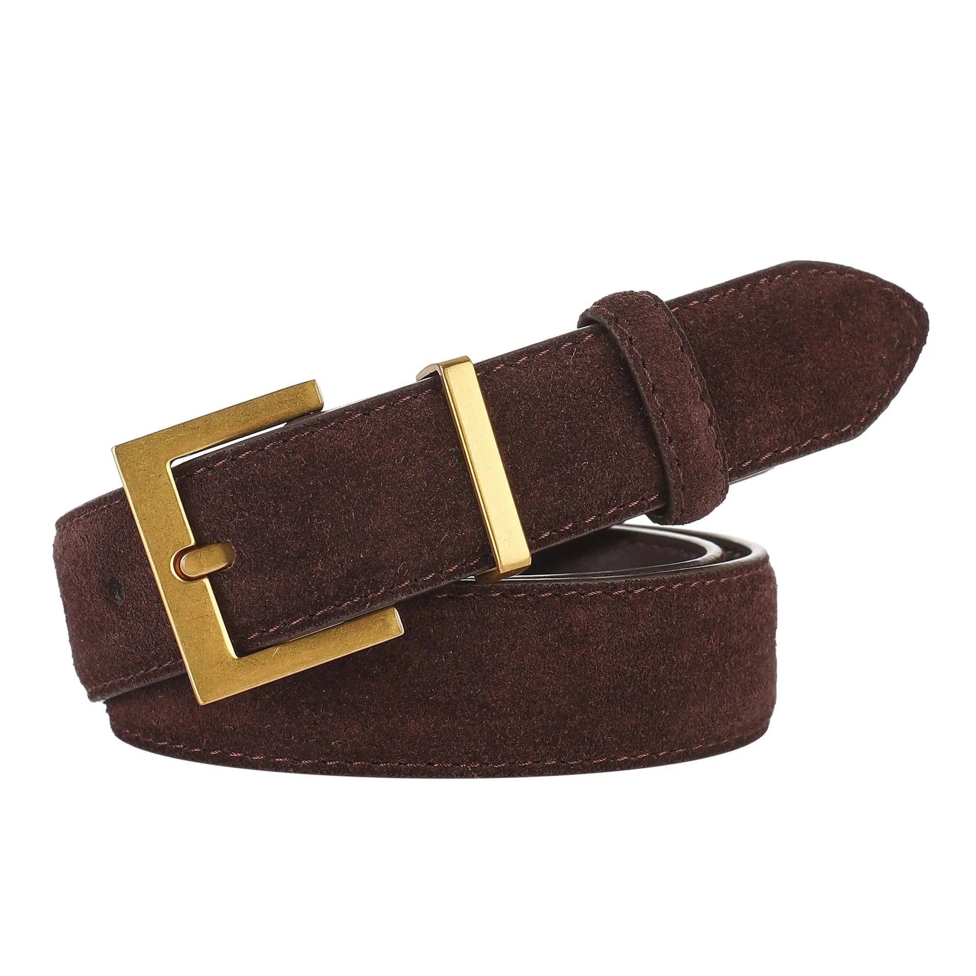 Ladies' leather pin buckle belt with quadrilateral alloy buckle in four colour options