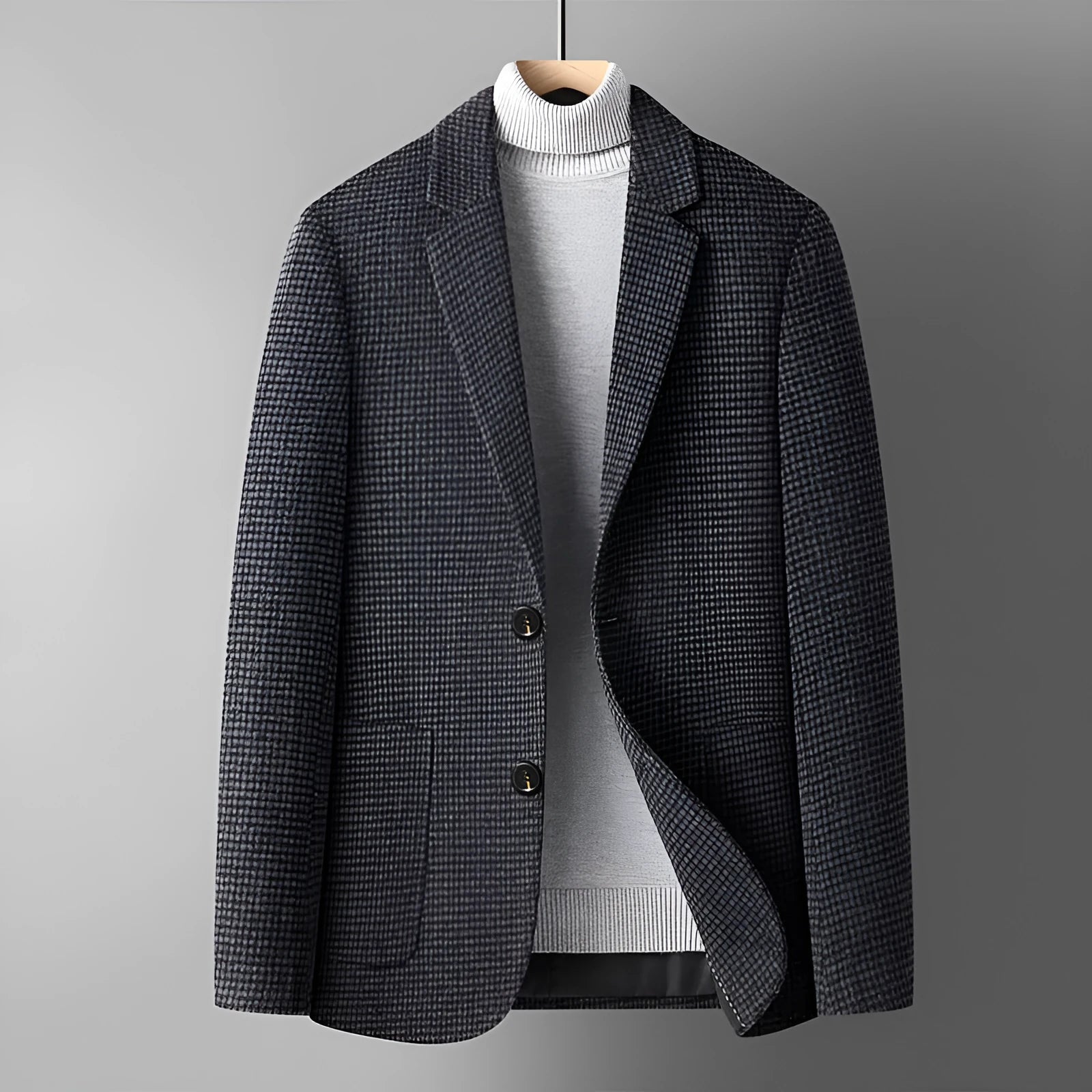 Men's slim fit wool suit jacket in grey colour with polyester lining for autumn winter wear