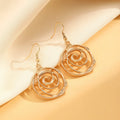 Spiral donut jewellery set showing necklace, bracelet and ear hooks in gold or silver geometric circle design