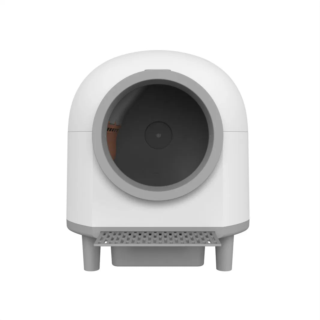 White automatic enclosed cat litter box with ABS construction for pets up to 10kg