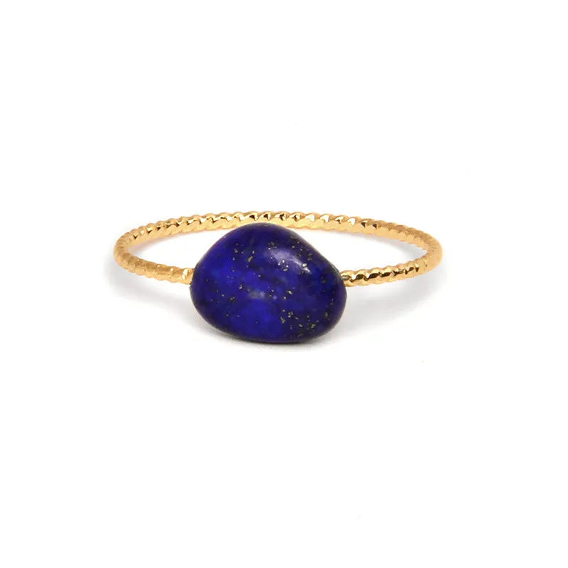 Women's geometric agate ring with original design in natural stone