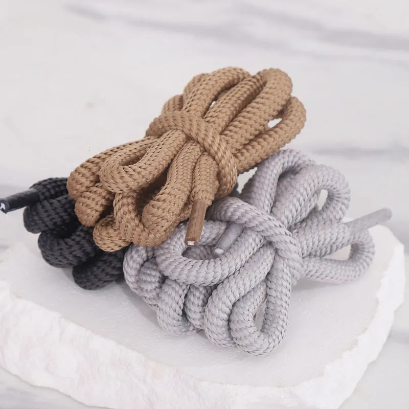 Round oval shoelaces in multiple colours showing 1.0cm width and length options up to 160cm