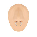 316 stainless steel C-shaped nose ring with buffalo horn detail in black and steel colour, showing size options.