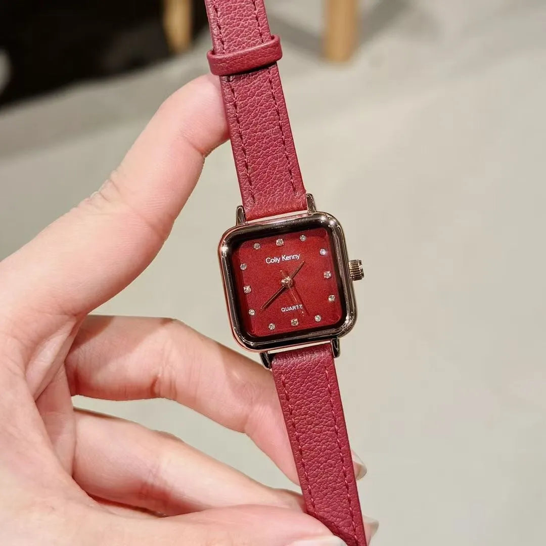 Alloy Chinese-style red women's watch with multiple design patterns and 8mm thickness