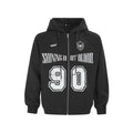 Women's American retro style hooded jacket with letter embroidery in cotton blend fabric
