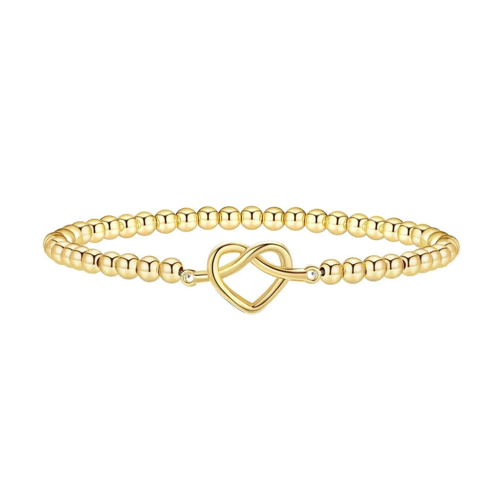 Adjustable stainless steel beaded bracelet with round beads in a simple geometric design.