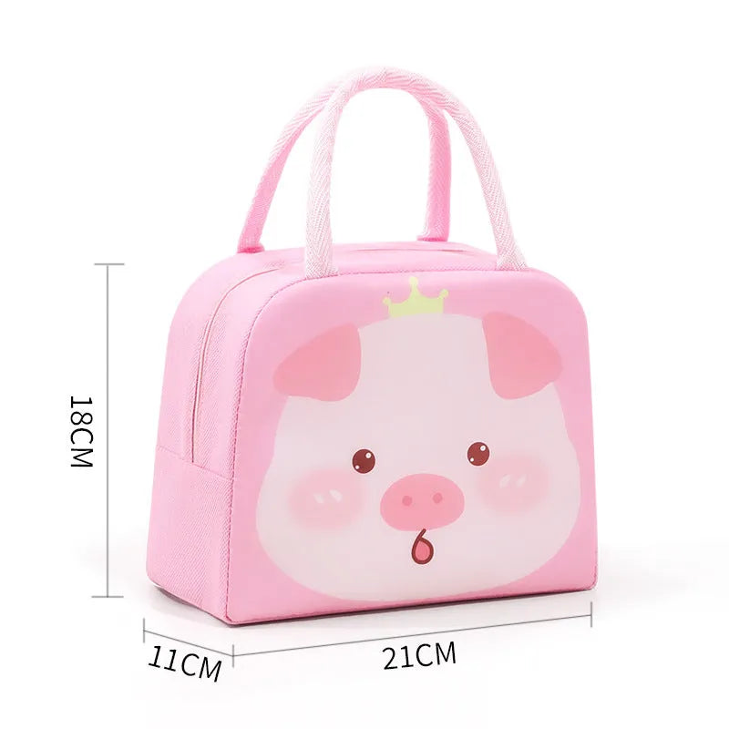 Cartoon insulated lunch box bag in oxford cloth with thermal function for packed lunches