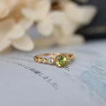 Japanese style geometric copper ring with quadrilateral imitation peridot design