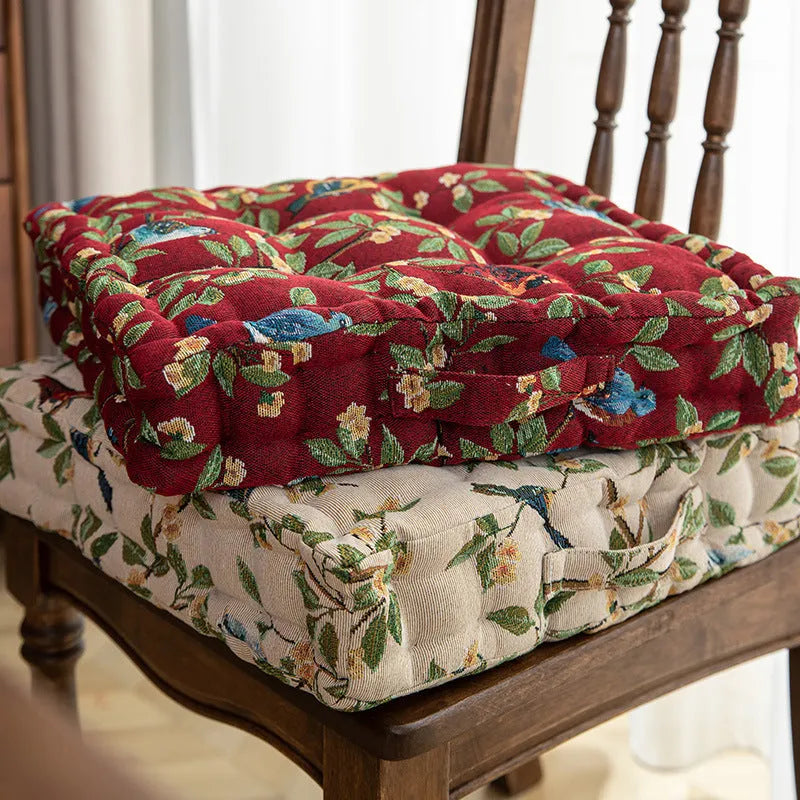 American dining chair back cushion with floral pattern, 40cm square with thick PP cotton filling