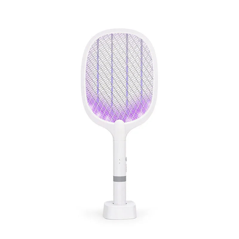 Blue and purple rechargeable electric mosquito swatters for indoor use.