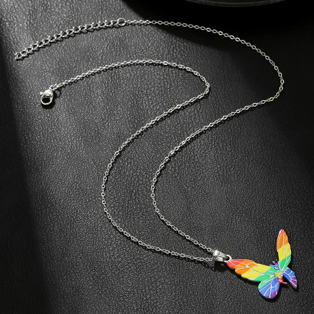 Women's stainless steel necklace and bracelet set with inspirational colour printing.