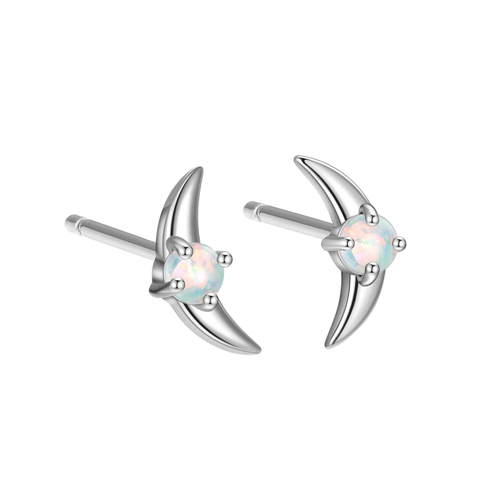 Women's 925 silver geometric earrings with electroplated finish and blue crystal stone.
