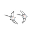 Women's 925 silver geometric earrings with electroplated finish and blue crystal stone.