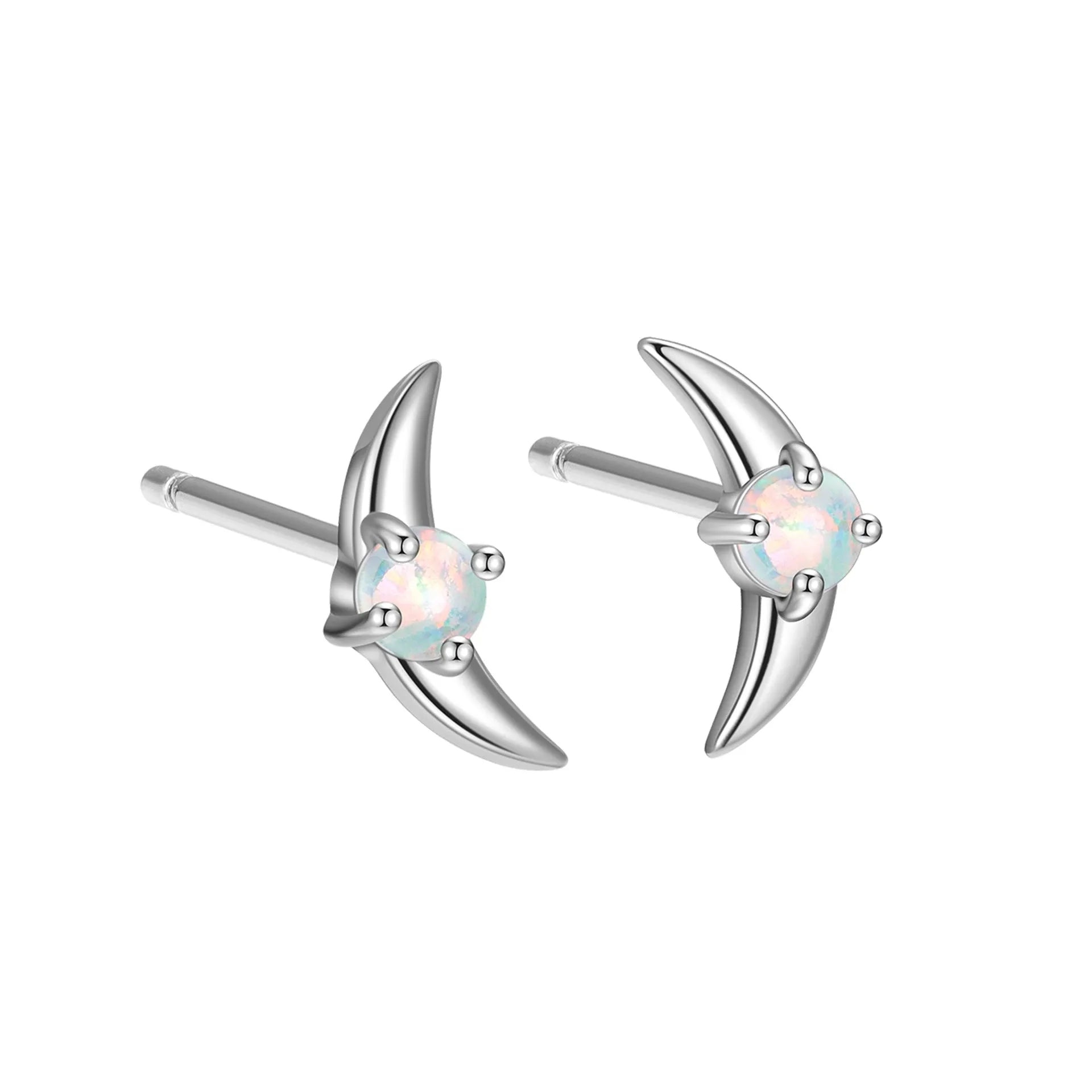 Women's 925 silver geometric earrings with electroplated finish and blue crystal stone.