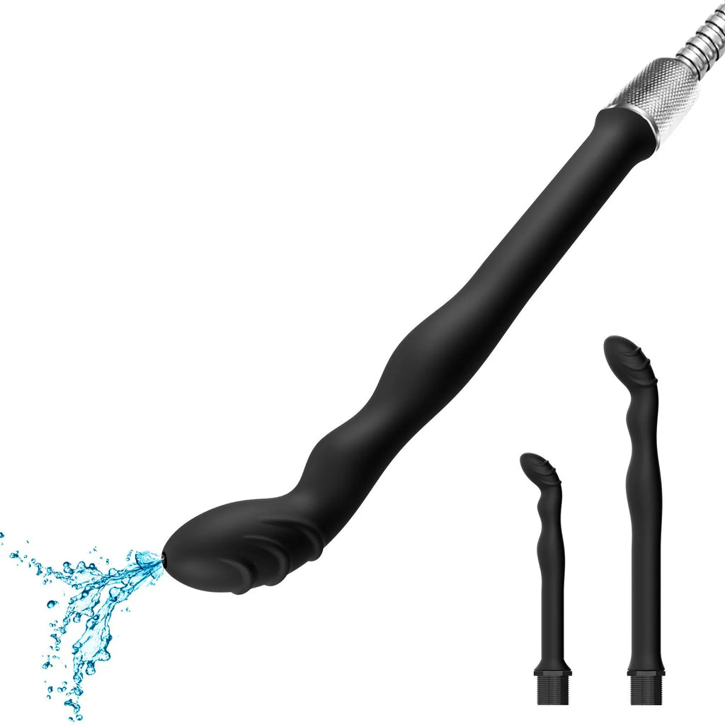 Black silicone hosepipe flusher for personal hygiene applications