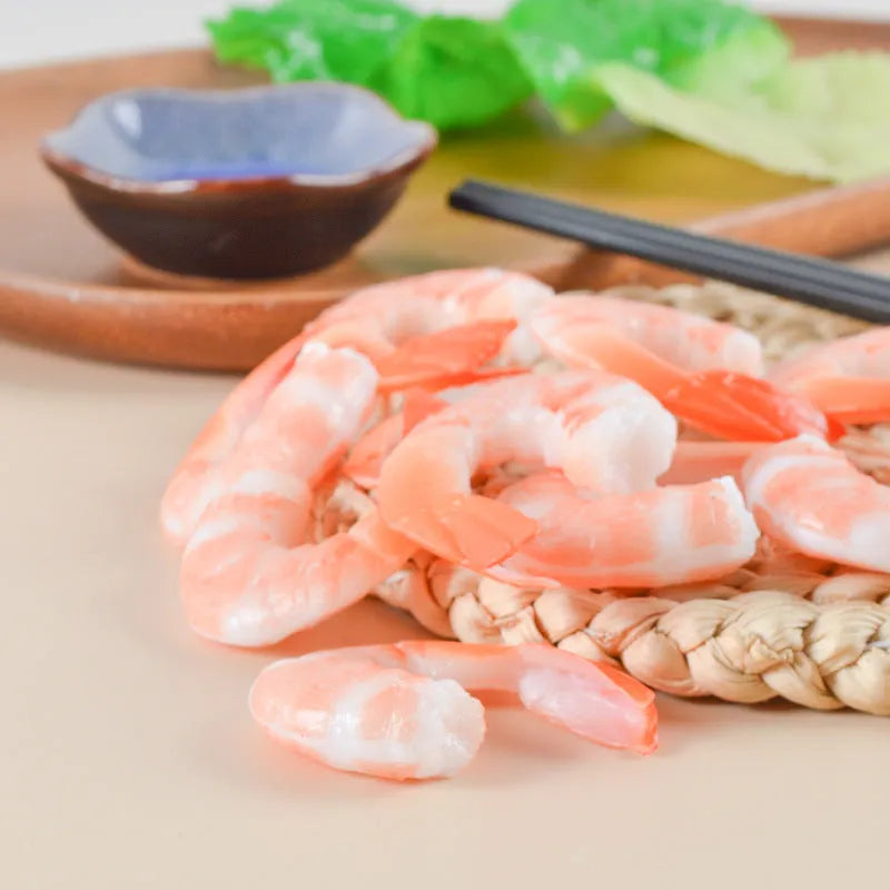 PVC simulation seafood shrimp keychain with 1.5cm thickness measurement showing injection moulding details
