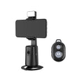 Black desktop smartphone bracket with intelligent face tracking and rotating camera head with ribbon lights