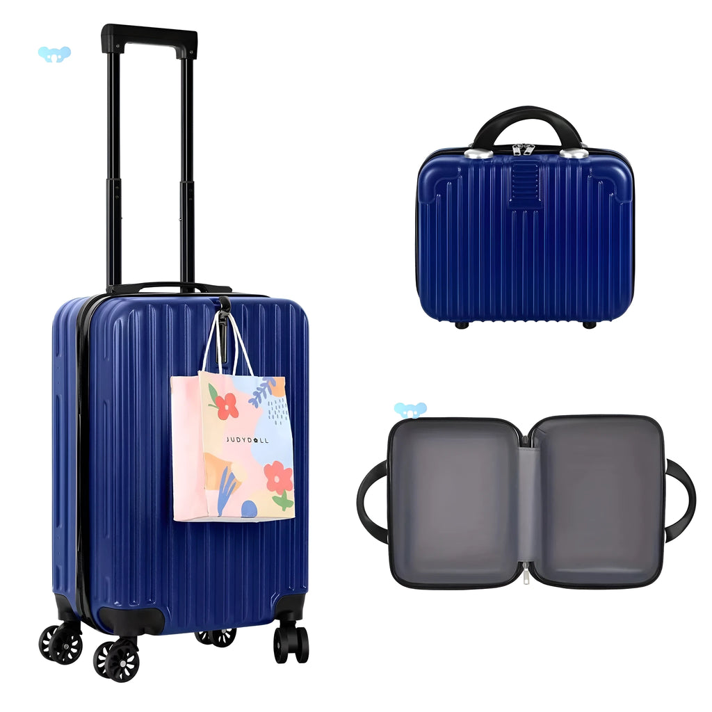 Matching aluminium alloy luggage set with 14-inch and 20-inch suitcases for male business travel