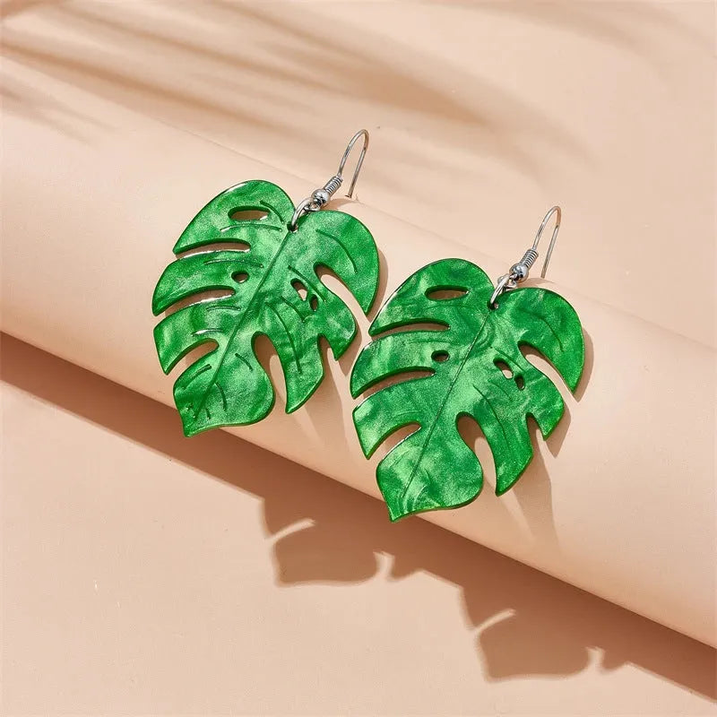 Colourful acrylic jackfruit-shaped drop earrings on an alloy hook, showing one of five style variations.