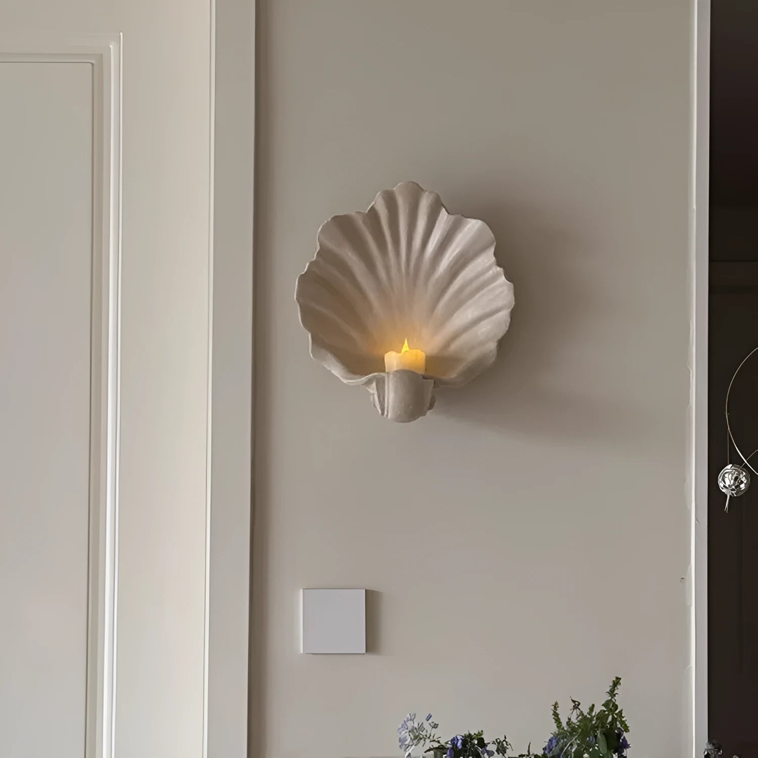 White resin simulation scallop shell fruit plate ornament for home decoration