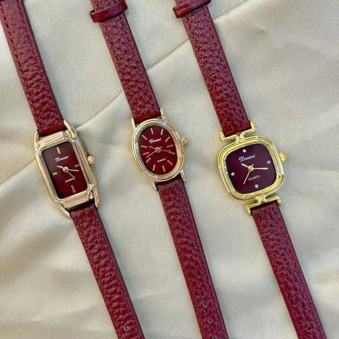 Alloy Chinese-style red women's watch with multiple design patterns and 8mm thickness
