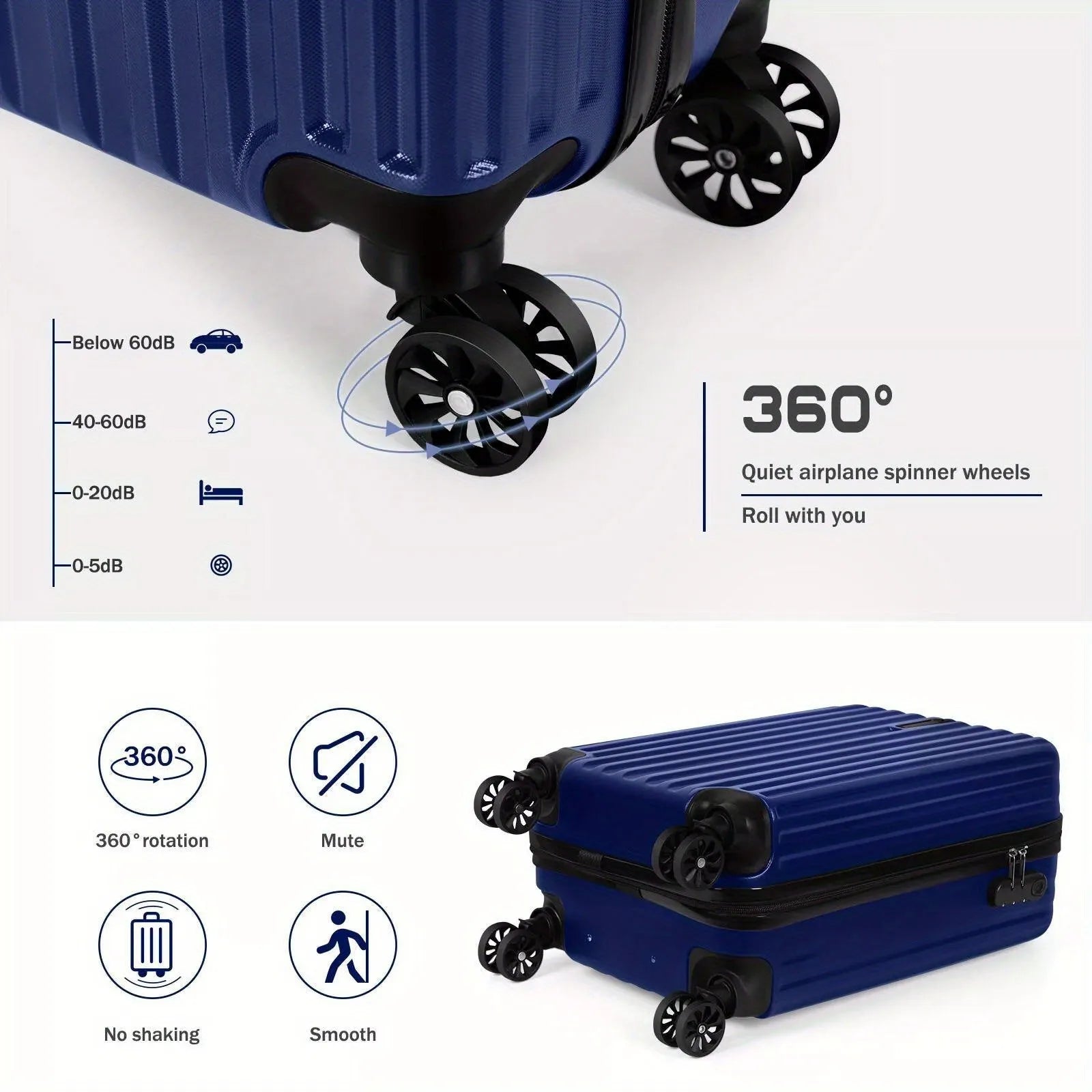 Matching aluminium alloy luggage set with 14-inch and 20-inch suitcases for male business travel