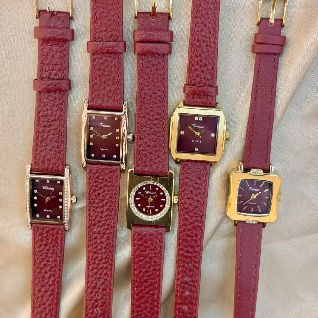 Alloy Chinese-style red women's watch with multiple design patterns and 8mm thickness