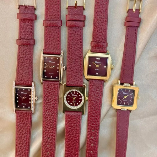 Alloy Chinese-style red women's watch with multiple design patterns and 8mm thickness