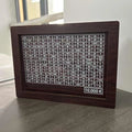 Wooden digital coin bank with retro design and modern simplicity style.