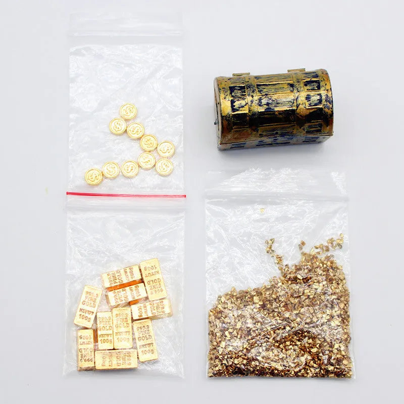 Alloy gold coin treasure box miniature accessories for doll house decoration