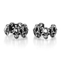 Retro hollow skull geometry stainless steel ear clips with electroplated finish for hip hop style