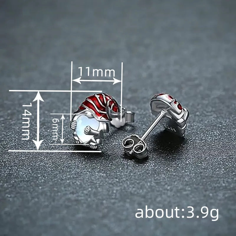Santa Claus themed heart-shaped earrings for women in white gold colour