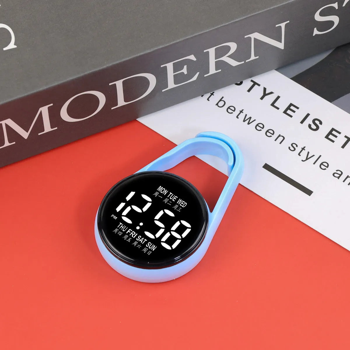 Fashion LED electronic watch showing luminous digital time display on a plastic strap, available in multiple colours.