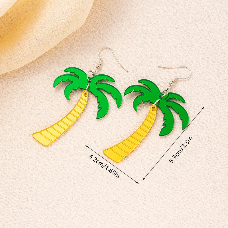 Colourful acrylic jackfruit-shaped drop earrings on an alloy hook, showing one of five style variations.