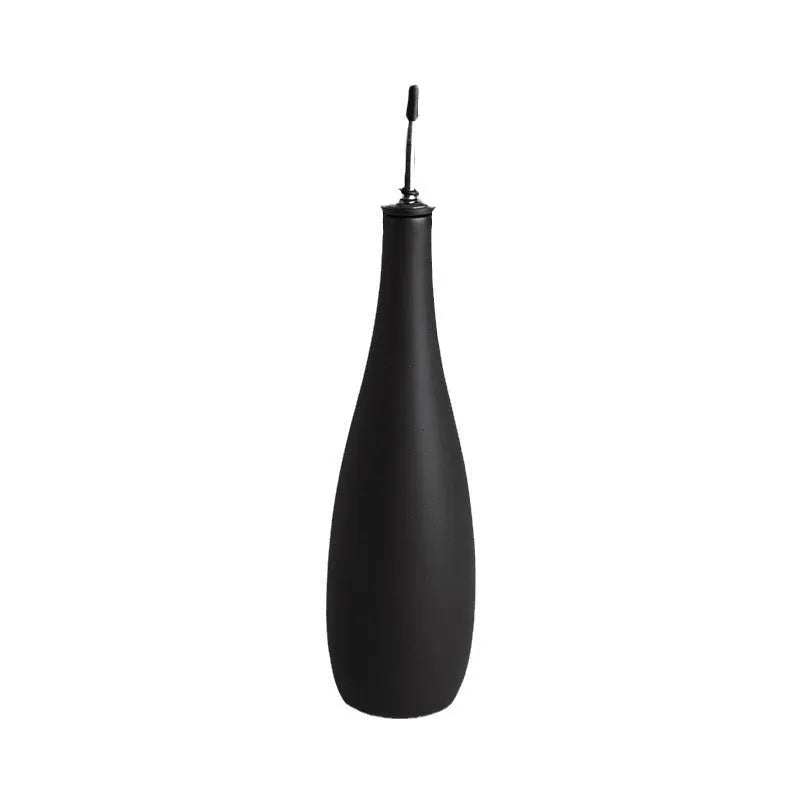 Ceramic kitchen oil pot with sealed lid and conical funnel in three colour options