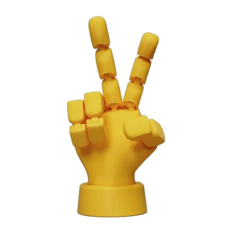 Yellow PLA hand prop ornament with movable joints for decorative display