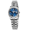 Women's waterproof quartz watch with 10mm case in gold or silver with contrasting dial colours