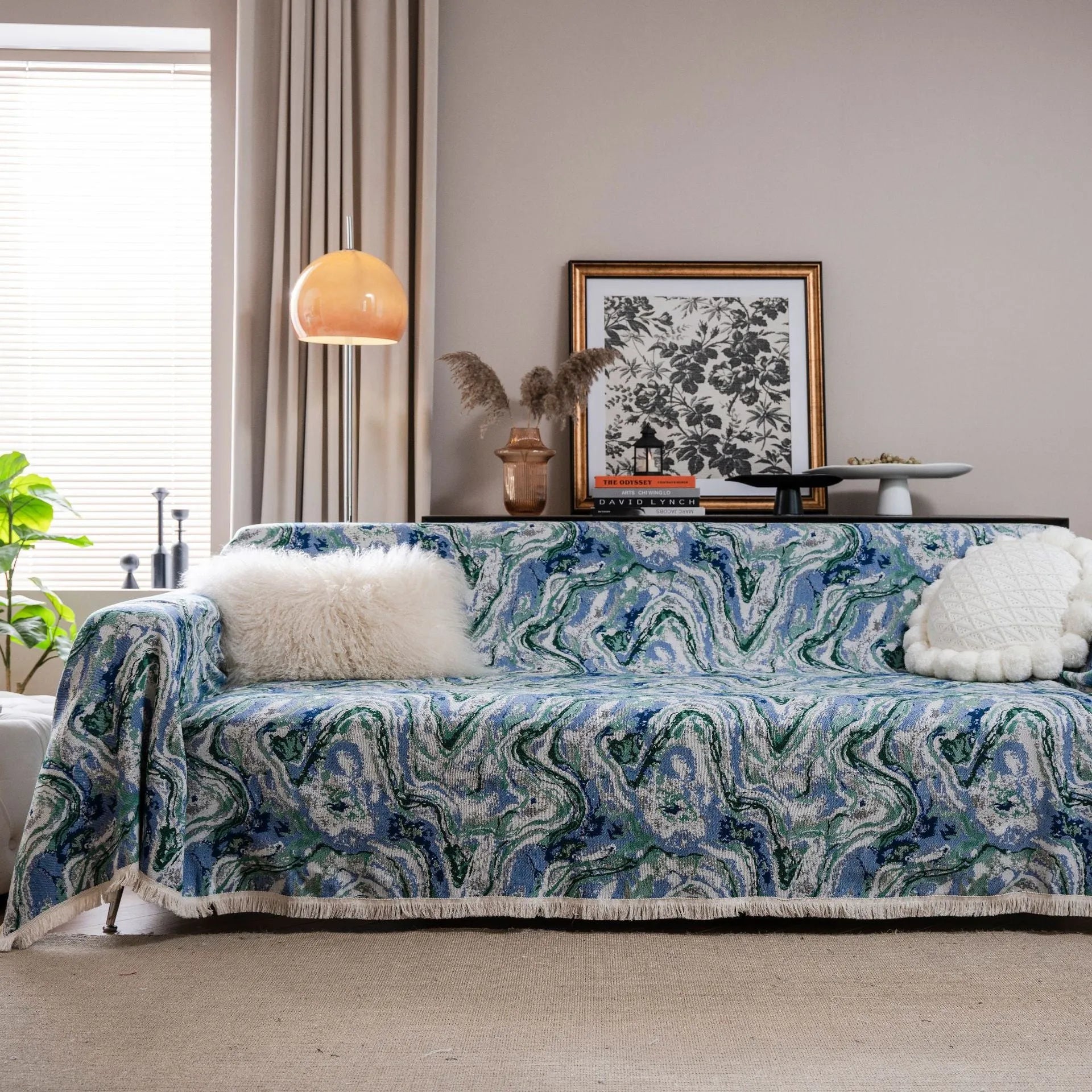 American country style jacquard floral pattern sofa cover in a polyester cotton blend fabric.