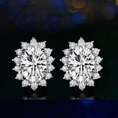 Heart-shaped six-claw inlaid zircon earrings for women, copper electroplated drop earrings with love motif