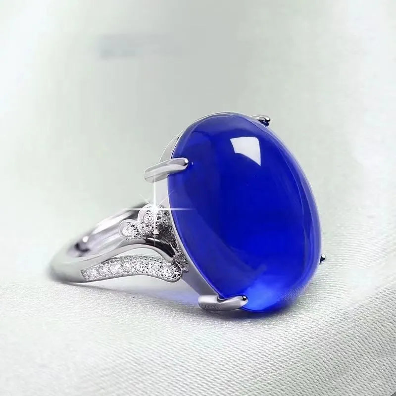 Alloy geometric sapphire ring with adjustable opening in five colour options