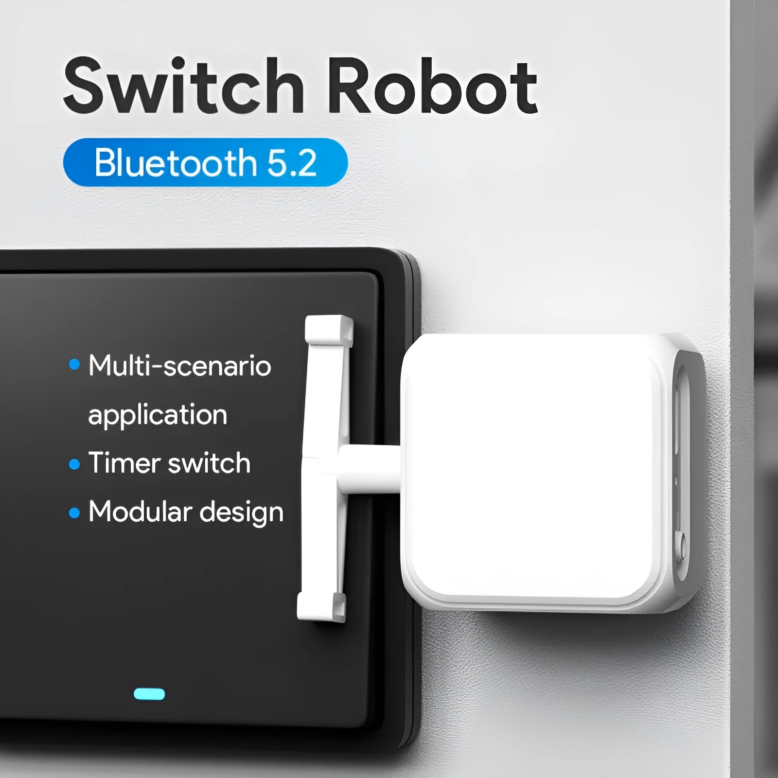 White Bluetooth rocker arm finger robot remote control with thumb operation measuring 53x29x14mm