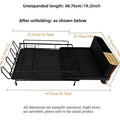 Retractable foldable carbon steel kitchen dish rack holding cutlery and cups