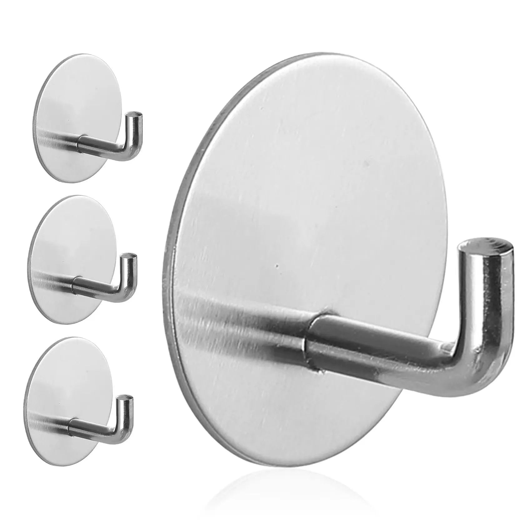 Self-adhesive stainless steel wall hook in black and polished finishes