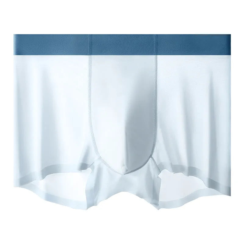 Men's ice silk shorts in bean green with a mid-waist, seamless design.